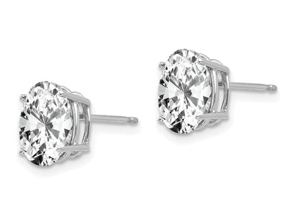 14k White Gold Cubic Zirconia Oval Stud Earrings (Style XE89WCZ)
