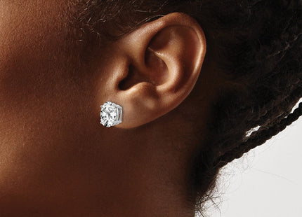 14k White Gold Cubic Zirconia Oval Stud Earrings (Style XE89WCZ)