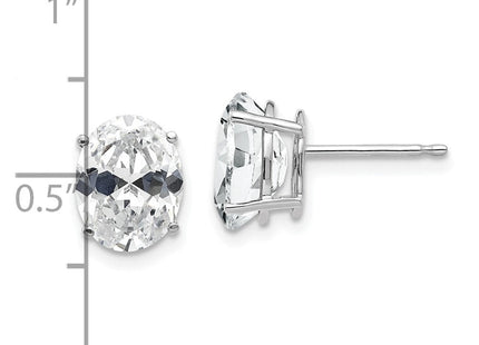 14k White Gold Cubic Zirconia Oval Stud Earrings (Style XE89WCZ)