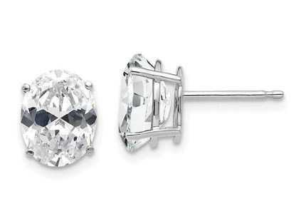14k White Gold Cubic Zirconia Oval Stud Earrings (Style XE89WCZ)