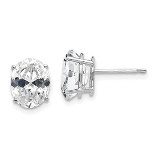 14k White Gold Cubic Zirconia Oval Stud Earrings (Style XE89WCZ)