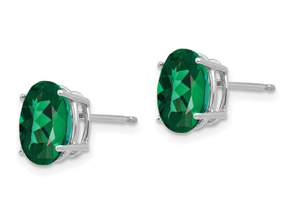 14K white gold oval stud earrings, alternate view
