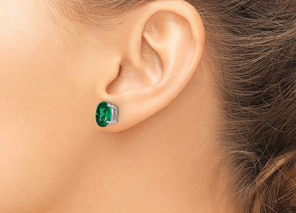14K white gold oval stud earrings, another view