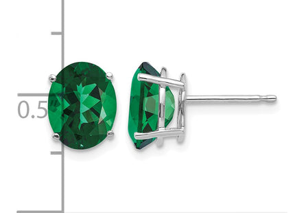 14K white gold oval stud earrings, further view