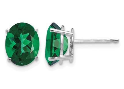 14K white gold oval stud earrings