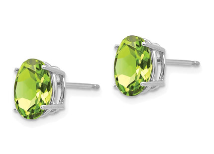 14K white gold peridot oval earrings, alternate view