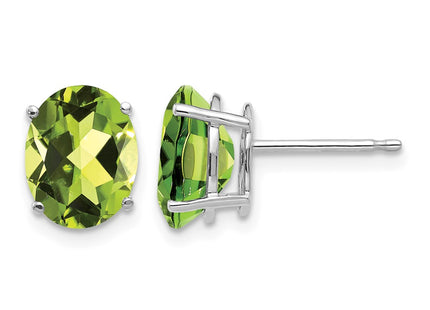 14K white gold peridot oval earrings