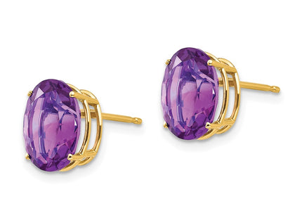 14K gold amethyst oval earrings, alternate view