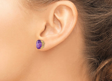 14K gold amethyst oval earrings, another view