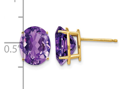 14K gold amethyst oval earrings, further view