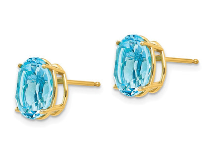 14K gold blue topaz oval earrings, alternate view