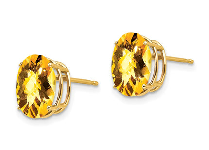 14K gold citrine oval earrings, alternate view