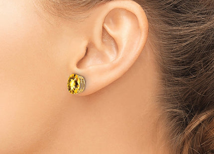 14K gold citrine oval earrings, another view