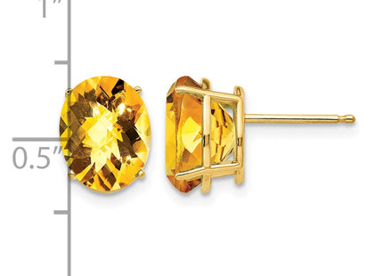 14K gold citrine oval earrings, further view
