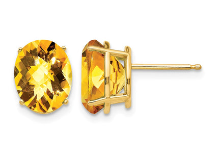 14K gold citrine oval earrings