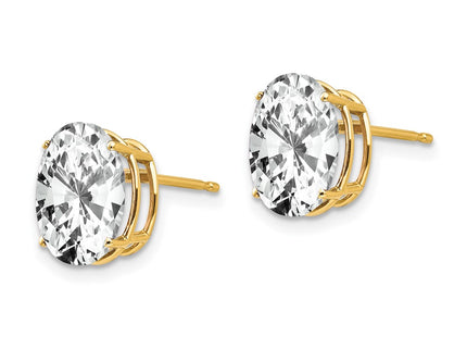 14K gold cubic zirconia oval earrings, alternate view
