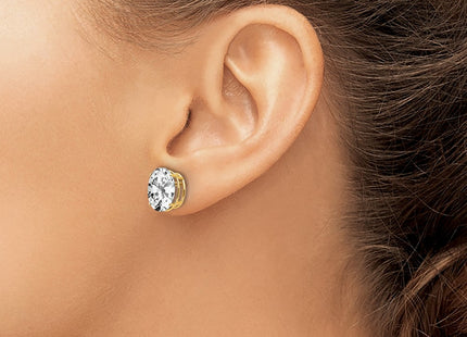 14K gold cubic zirconia oval earrings, another view