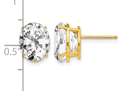 14K gold cubic zirconia oval earrings, further view