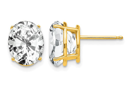 14K gold cubic zirconia oval earrings