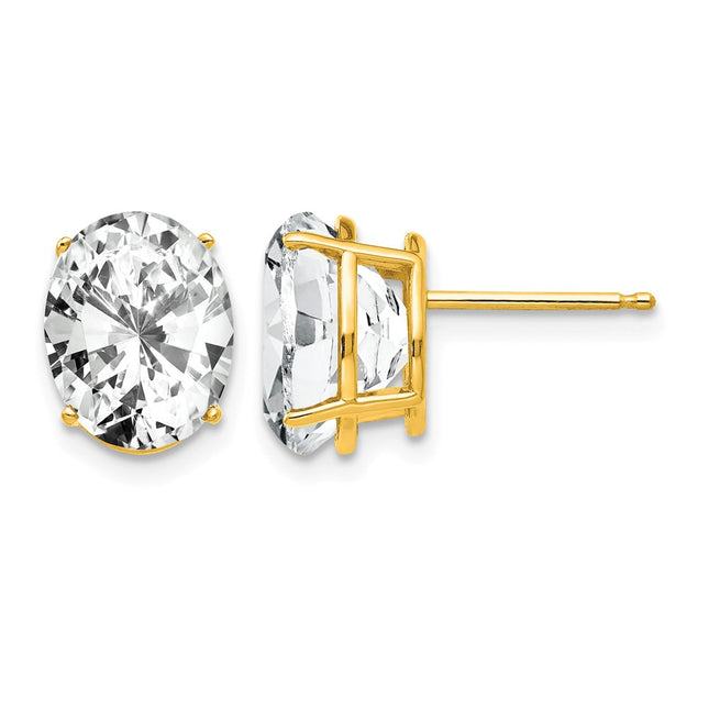 14k Oval Cubic Zirconia Earrings, 11 x 8mm