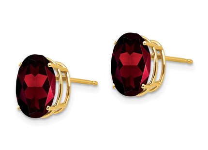 14K gold garnet oval earrings, alternate view