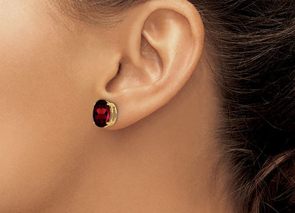 14K gold garnet oval earrings, another view