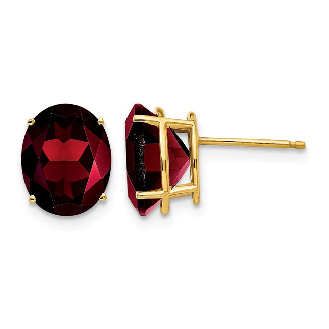 14k Oval Garnet Earrings, 10 x 8mm