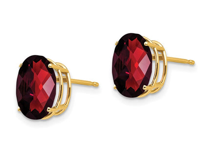 14K gold garnet oval earrings, alternate view