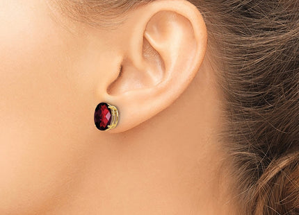 14K gold garnet oval earrings, another view