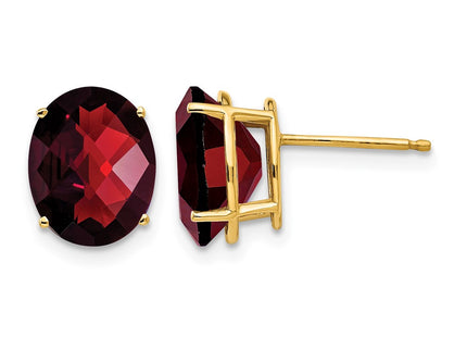 14K gold garnet oval earrings