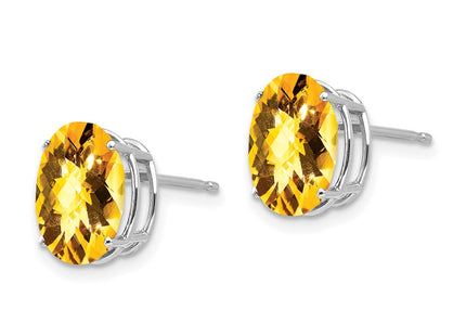 14K white gold citrine oval earrings, alternate view