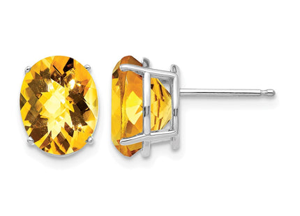 14K white gold citrine oval earrings