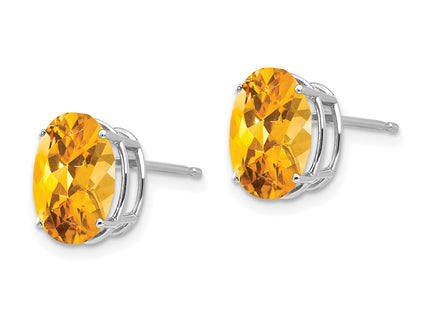 14K white gold citrine oval earrings, alternate view