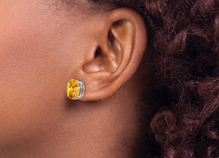 14K white gold citrine oval earrings, another view