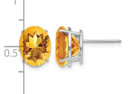14K white gold citrine oval earrings, further view