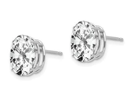 14K white gold cubic zirconia oval earrings, alternate view
