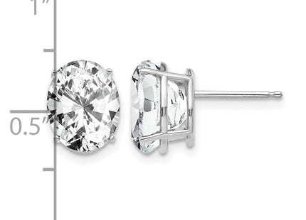 14K white gold cubic zirconia oval earrings, further view