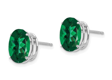 14k White Gold Mount St. Helens Oval Stud Earrings (Style XE90WMS)