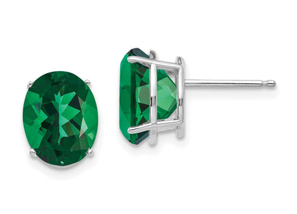 14k White Gold Mount St. Helens Oval Stud Earrings (Style XE90WMS)