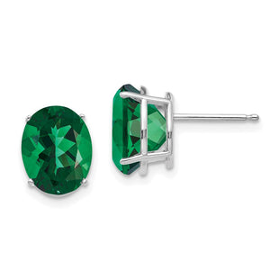 14k White Gold Mount St. Helens Oval Stud Earrings (Style XE90WMS)