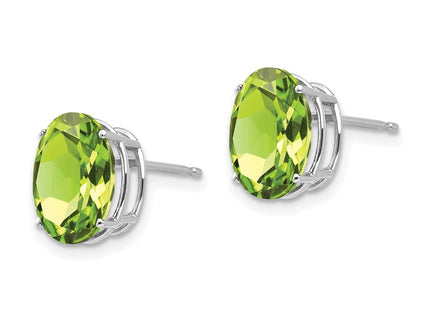 14K white gold peridot oval earrings, alternate view
