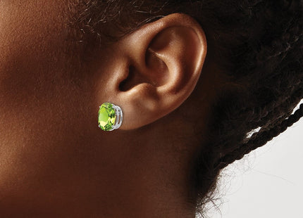 14K white gold peridot oval earrings, another view