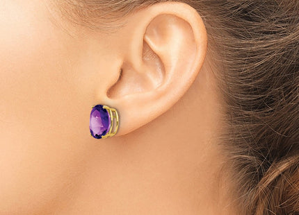 14k Oval Amethyst Earrings (Style XE91AM)