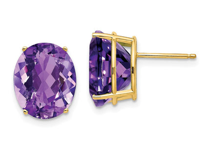 14k Oval Amethyst Earrings (Style XE91AM)