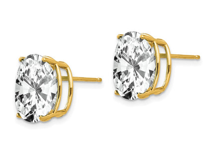 14K gold cubic zirconia oval earrings, alternate view