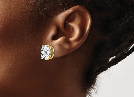 14K gold cubic zirconia oval earrings, another view