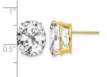 14K gold cubic zirconia oval earrings, further view
