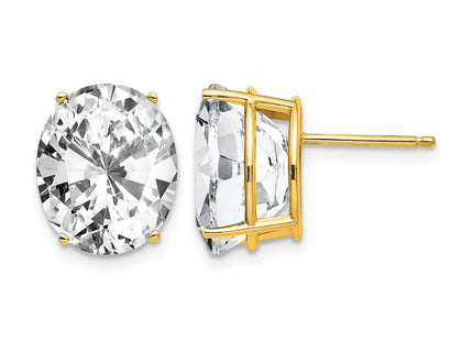 14K gold cubic zirconia oval earrings