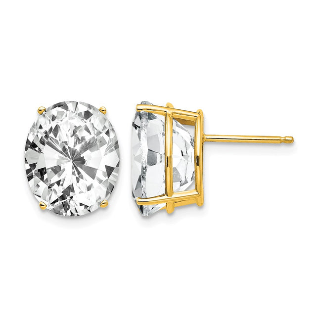 14k Oval Cubic Zirconia Earrings, 13 x 10mm