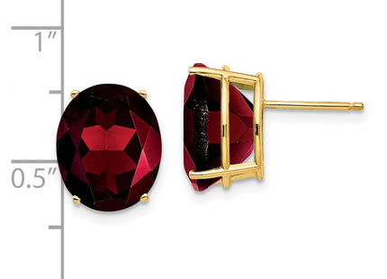 14k Oval Garnet Earrings (Style XE91GA)